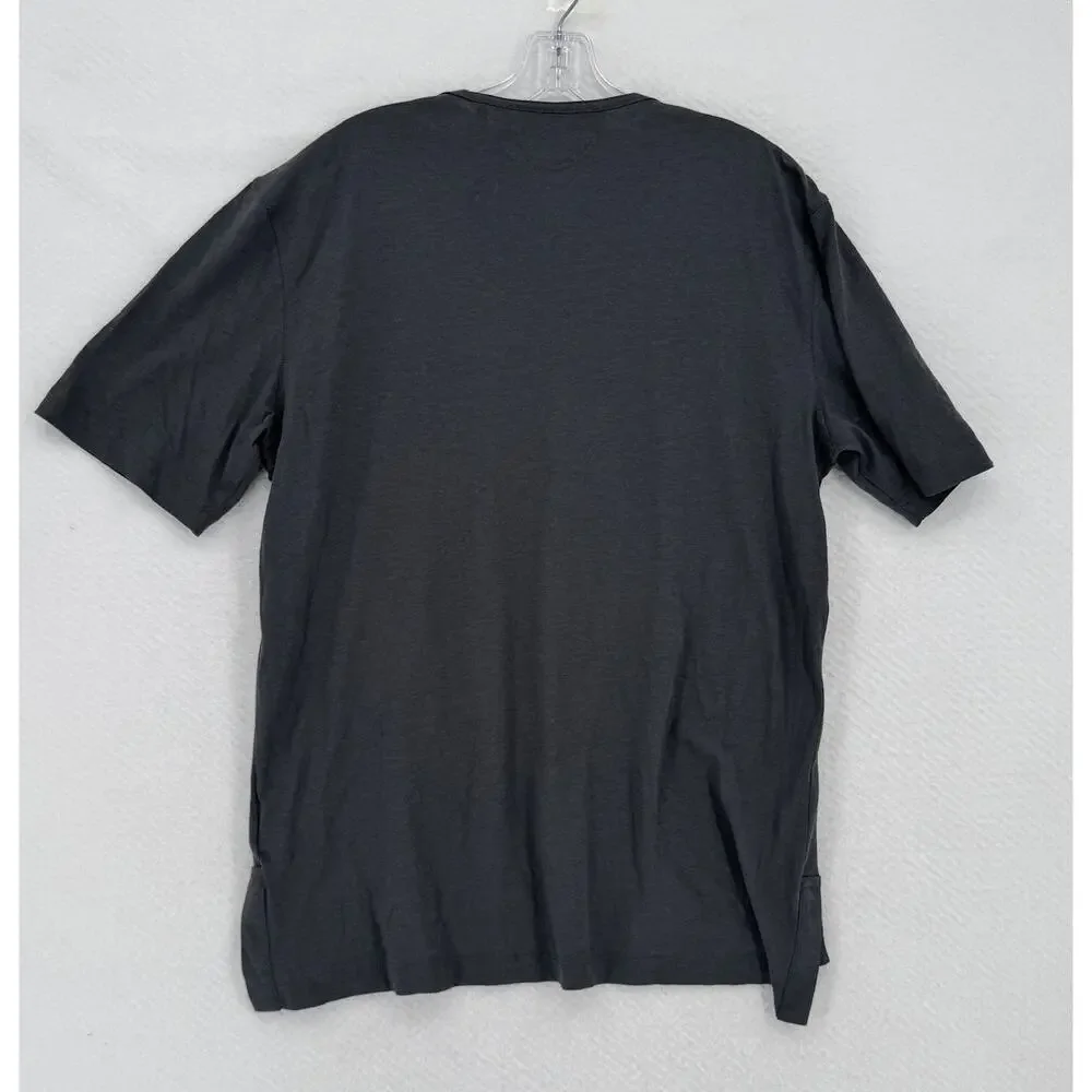 Helmut Lang Mens Gunmetal Grey Metallic Blue Film Print Box Fit T Shirt Sz M - Picture 2 of 6